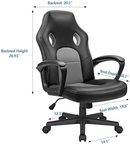 High Back Ergonomic Leather Gaming Chair, Adjustable, Blue S74277