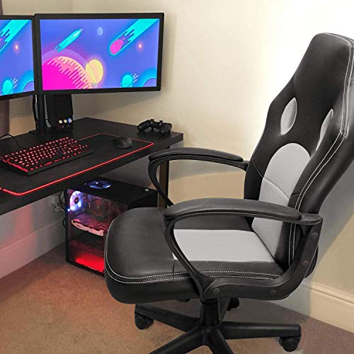 High Back Ergonomic Leather Gaming Chair, Adjustable, Blue S74277