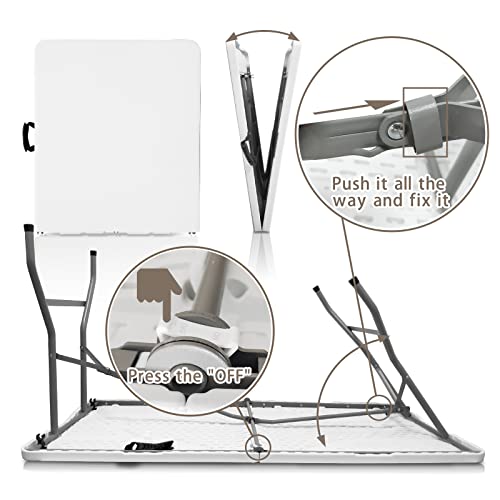 Folding Table 5 FT Plastic Portable for Dining Picnic Camping E74421