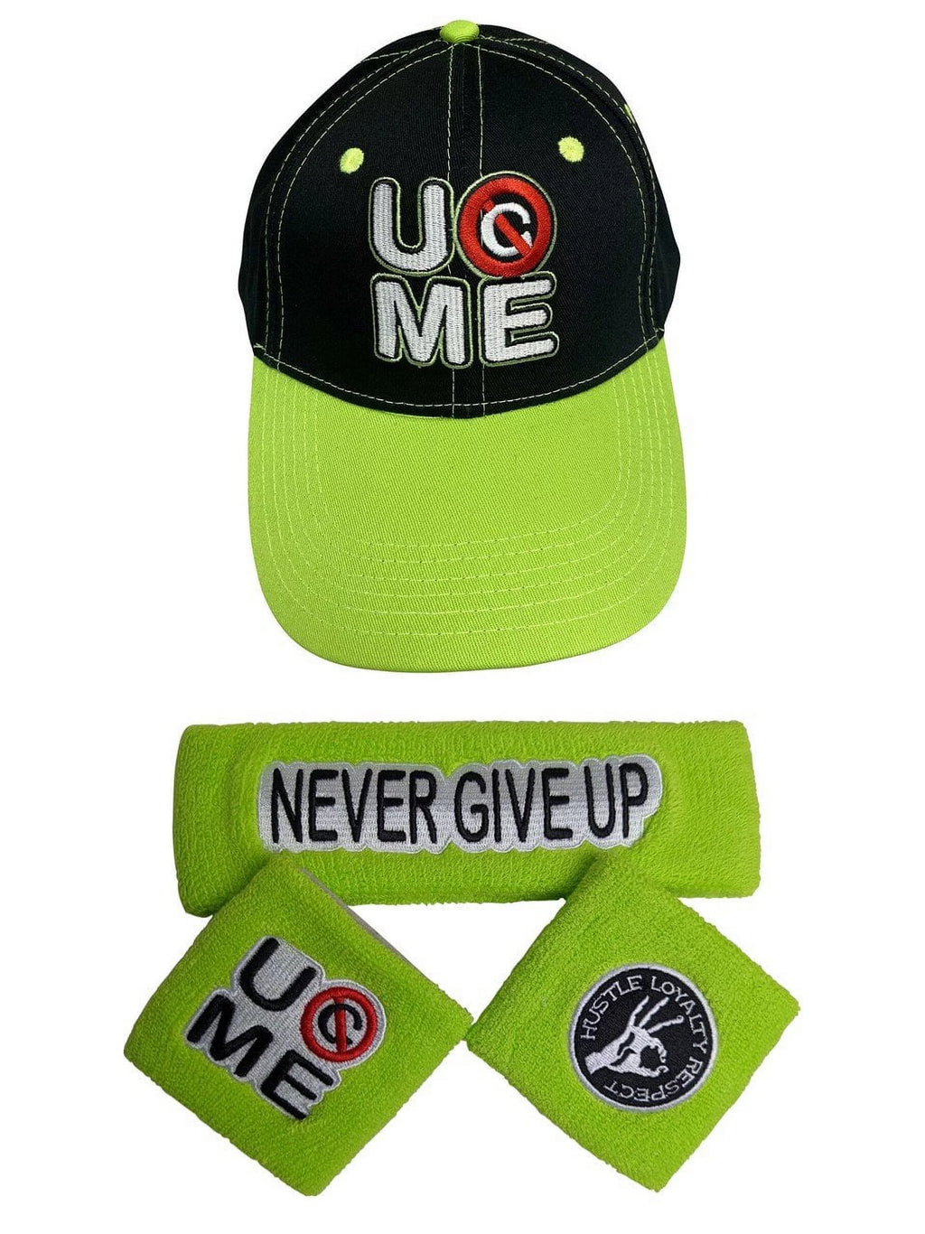 Neon Green Boys Costume T-shirt Hat Wristbands R2795