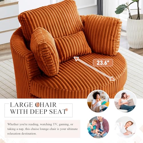 Round Swivel Barrel Chair with Ottoman for Living Room Bedroom G375183
