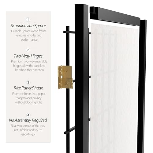 7 ft. Tall Window Pane Shoji Screen Room Divider, 3 Panels, White S15216