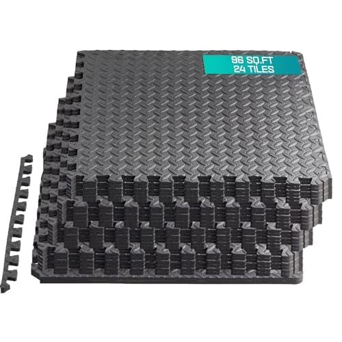 Puzzle Exercise Mat for Home Gym, EVA Interlocking Foam Floor Tiles with Border O344855