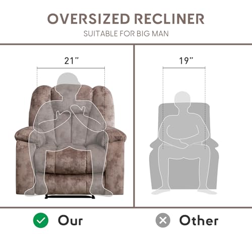 Manual Recliner Chair with Massage and Heat for Adults, Brown O26736