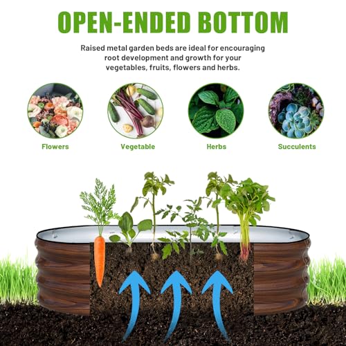 Galvanized Raised Garden Bed, 4x2x1ft Oval Metal Planter Box for Outdoor Plants Vegetables X93266