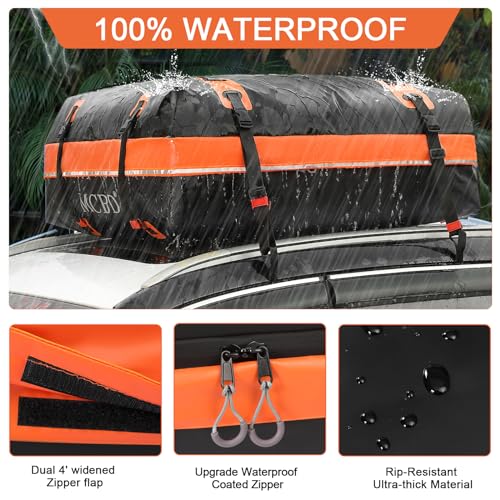 Soft-Shell Waterproof Rooftop Cargo Carrier, 21 Cubic Feet, with Straps and Storage Bag I12135