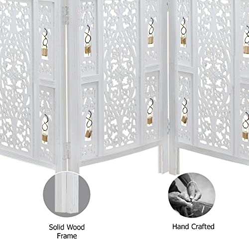 4 Panel Folding Wood Room Divider, Antique Brown, 72 x 80 P209