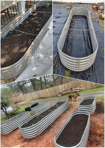 Galvanized Raised Garden Bed Oval Metal Planter Box for Vegetables Flowers U63502