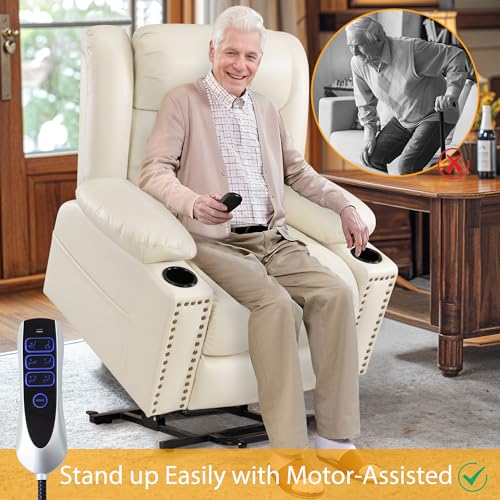 Large Power Lift Recliner Chair for Elderly with Heat and Massage, USB Port, Dark Brown O650