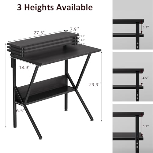 Small Desk with Adjustable Monitor Stand for Small Spaces, Grey G4959