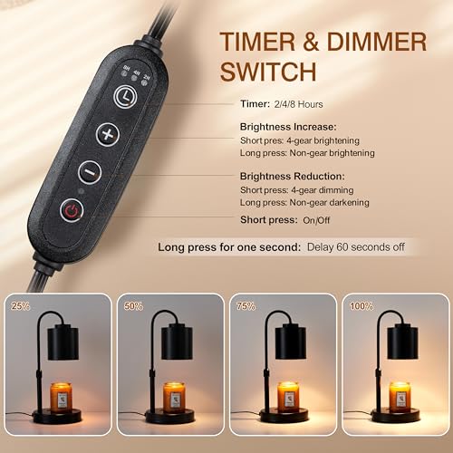 Candle Warmer Lamp with Timer, Dimmer, Adjustable Height for Jar Candles J305011