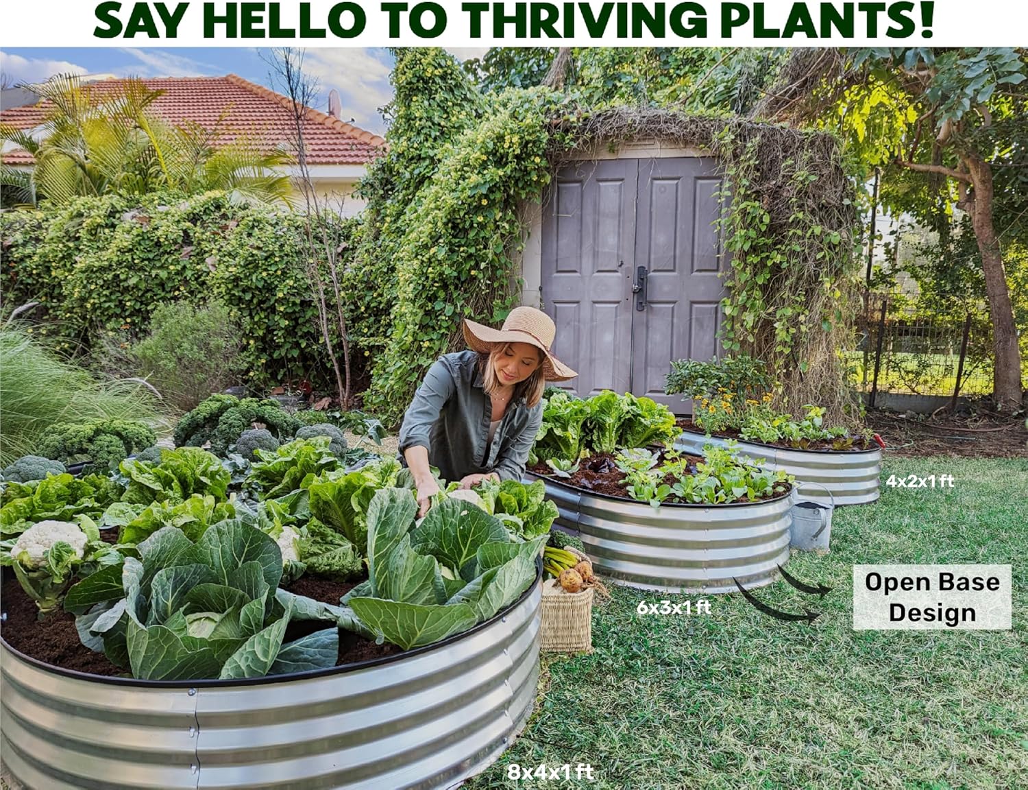 Galvanized Raised Garden Bed 8x4x1 ft for Vegetables and Flowers V592