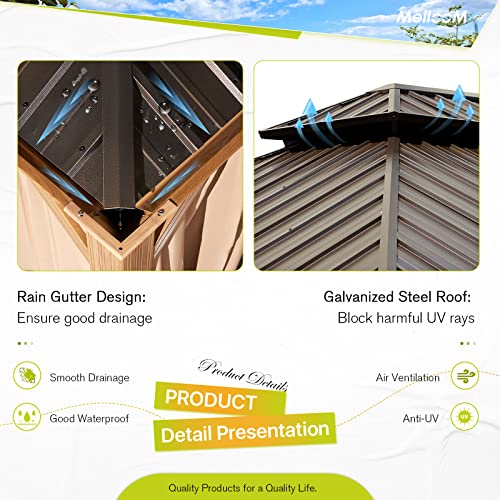 12x16 ft Hardtop Gazebo with Double Roof, Curtains and Netting T94173