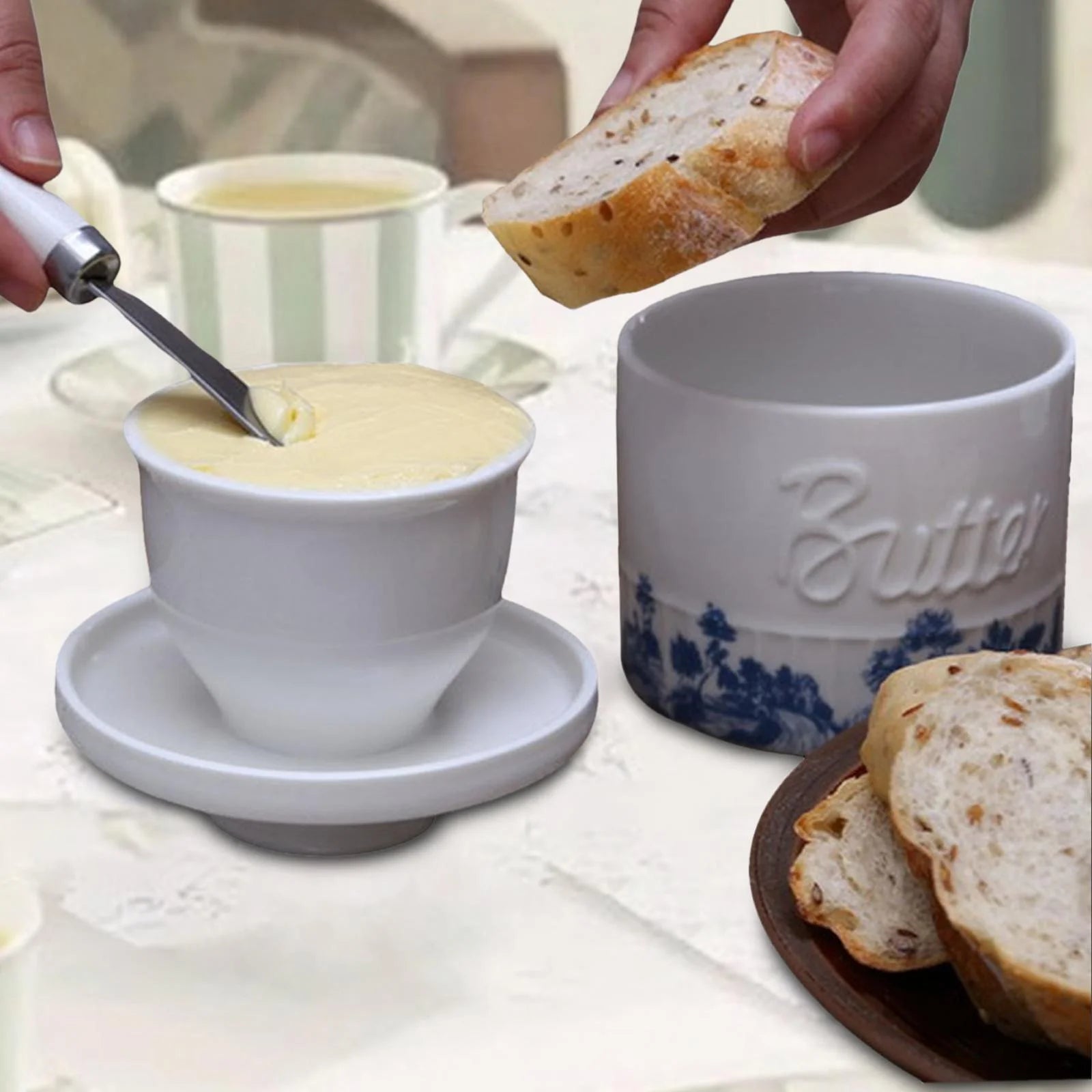 Butter Crock with Lid for Soft Butter, Durable Butter Container O10277