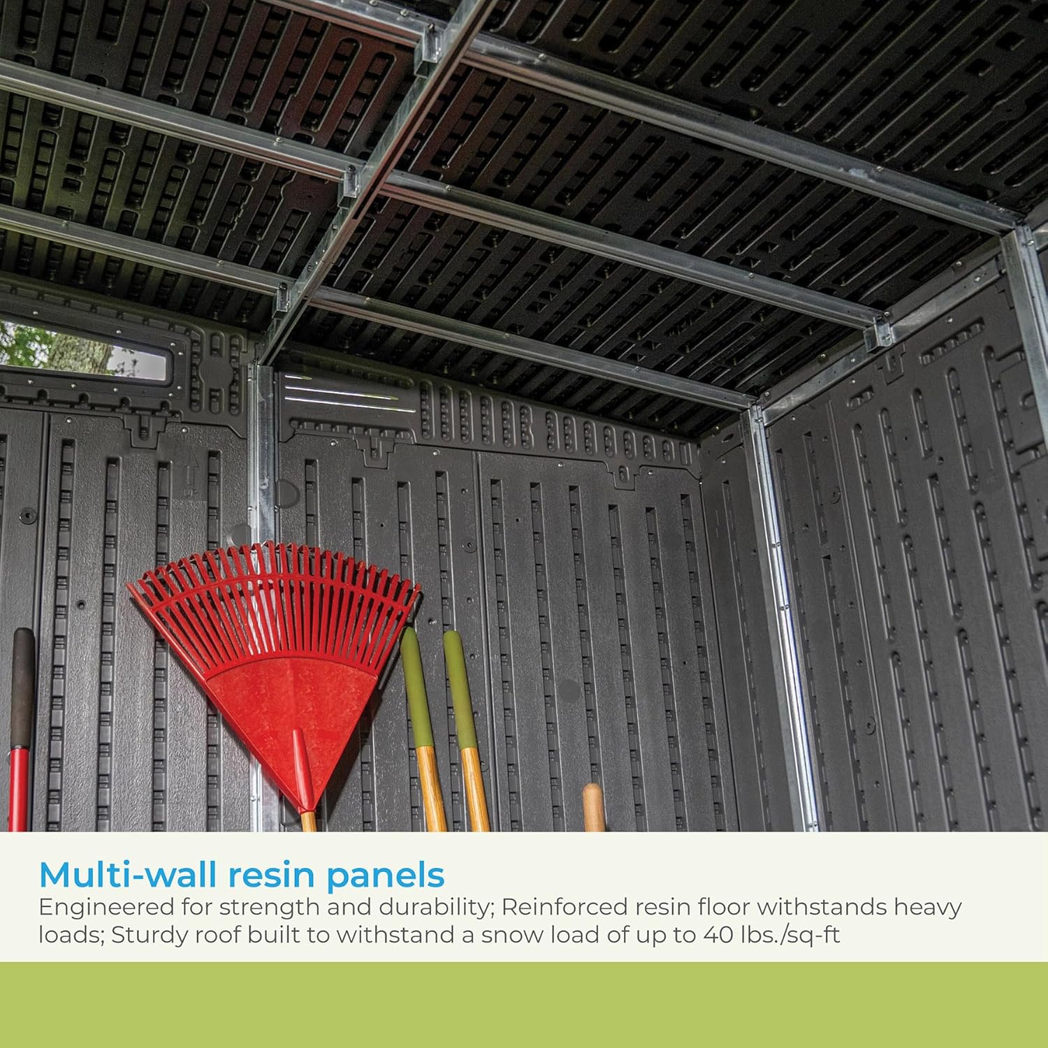 Outdoor Plastic Storage Shed 10x7 ft with Sliding Barn Door, Gray and Black E310