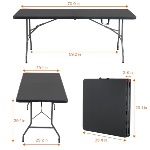 Folding Table 6 Foot Indoor Outdoor Heavy Duty Portable White A336496