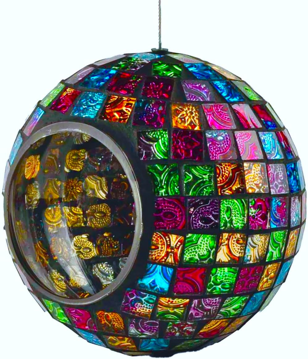 Mosaic Glass Bird Feeder Outdoor Hanging for Garden Y215106