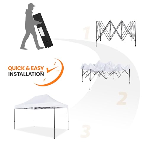 Heavy Duty Pop Up Canopy Tent 10x20 with Wheeled Carry Bag, White Q36763
