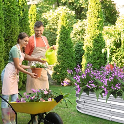 Galvanized Raised Garden Bed Outdoor Oval Planter Box 4x2x1ft B9678