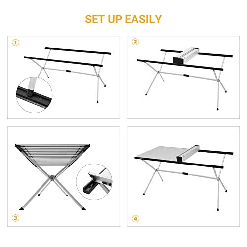 Folding Camping Table Aluminum Roll Up Portable Picnic Table Q486920