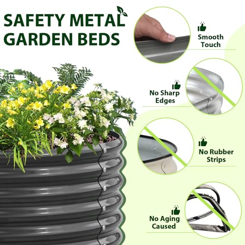 Galvanized Raised Garden Bed Oval Metal Planter Box for Vegetables Flowers U63502
