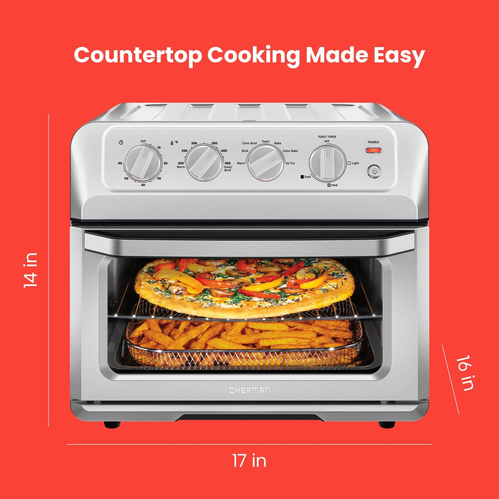 Air Fryer Toaster Oven Combo, 7-in-1 Countertop Convection, 20 Qt, Stainless Steel T387
