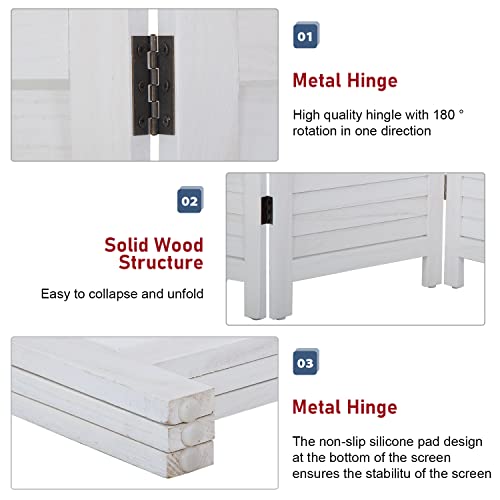 6 Panel Wood Room Divider Privacy Screen Freestanding White U13428