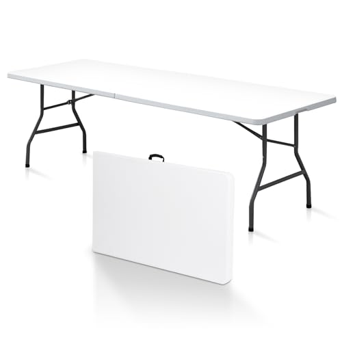 Portable 4 Foot Plastic Folding Table, Indoor Outdoor Heavy Duty, White Y15191