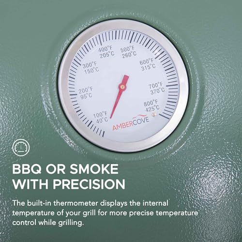 Charcoal Kamado Grill with Pizza Stone and Wheels Y970299