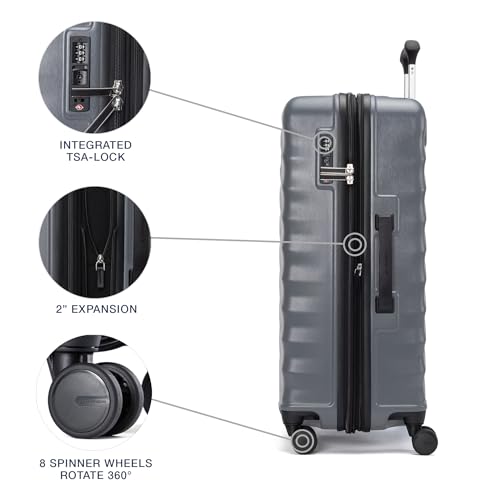 Hardside Expandable Carry-On Luggage with 8 Spinner Wheels and TSA Lock Q7052