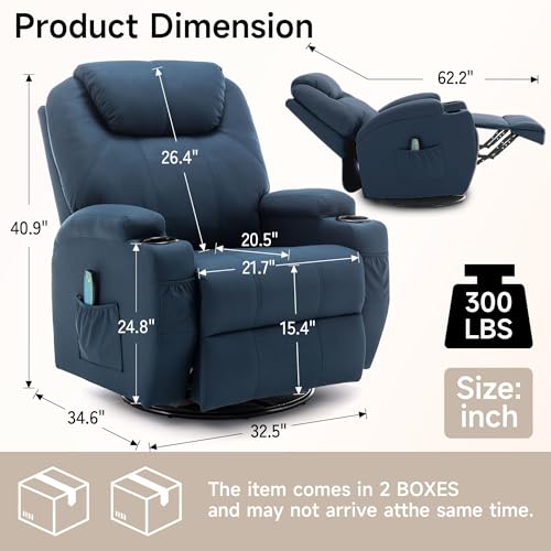 Rocking Recliner Chair with Massage and Heat for Adults H49678