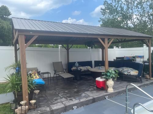 10 x 10 ft Hardtop Gazebo with Netting and Curtains, Galvanized Steel Roof for Patio K80436