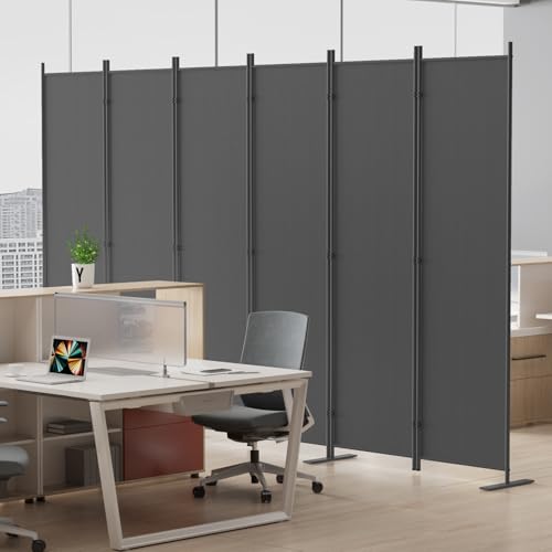 8-Panel 6 ft Tall Indoor Folding Room Divider, Portable Privacy Screen, Freestanding Partition, Dark Grey G253901