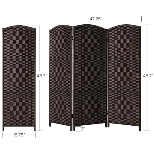 3 Panel Folding Room Divider, Dark Mocha Privacy Screen K453