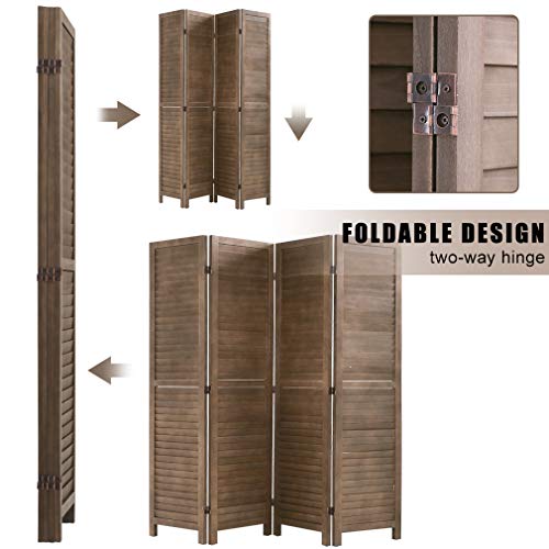 6 Panel Wood Room Divider Privacy Screen Freestanding White U13428