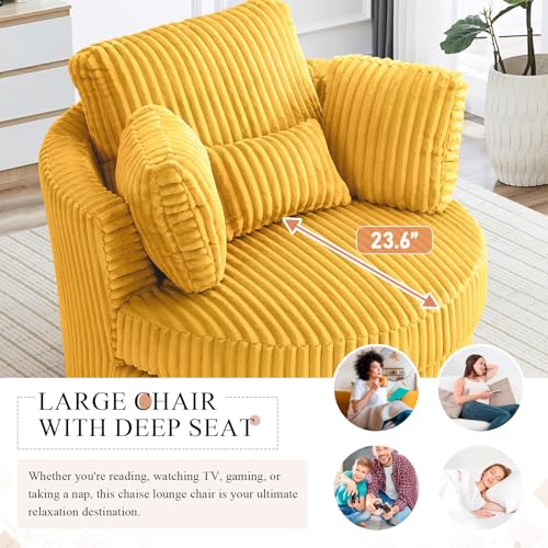 Round Swivel Barrel Chair with Ottoman for Living Room Bedroom G375183