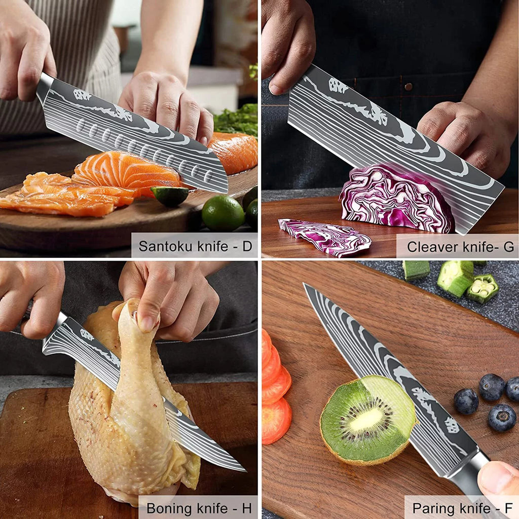 8 Piece Kitchen Chef Knife Set, 3.5-8 Inch, 440A Stainless Steel O36167