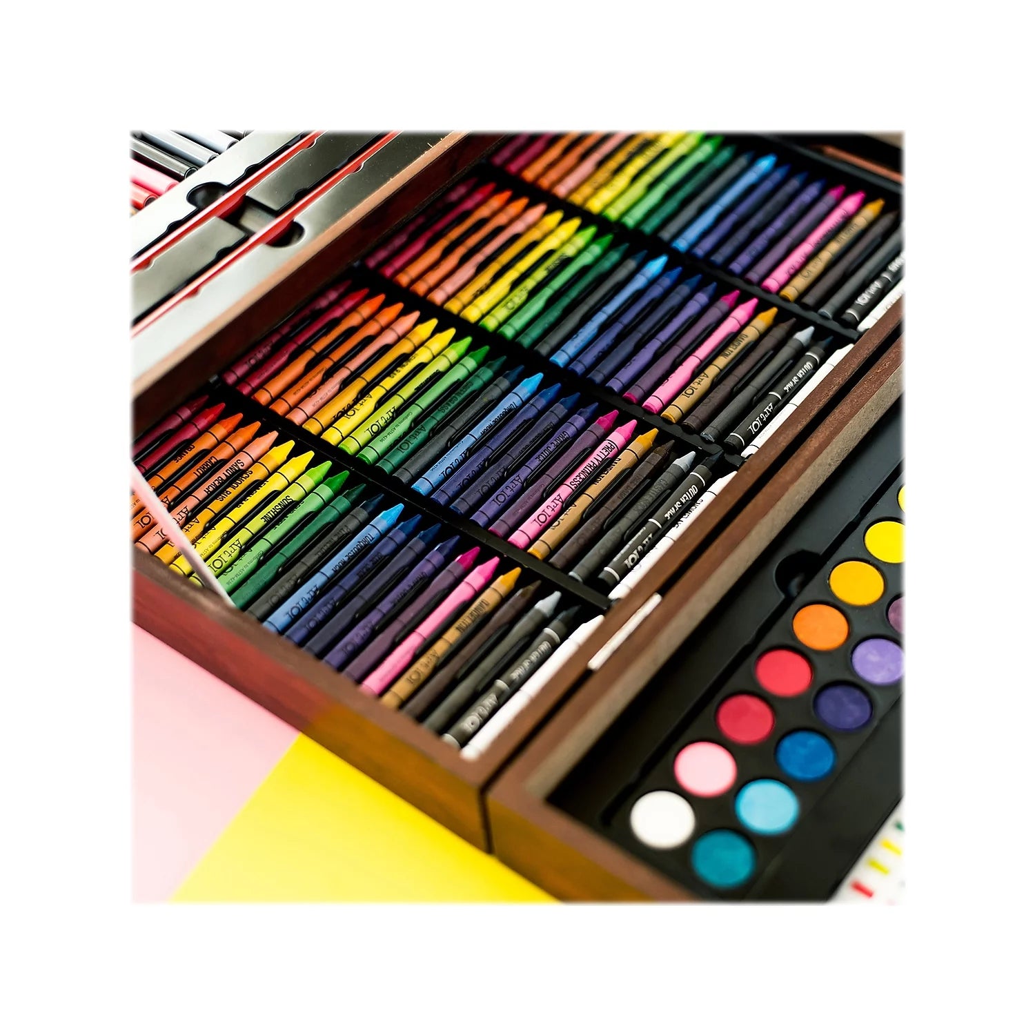 Deluxe Multifunctional Art Set with 215 Pieces in Wood Case T31479
