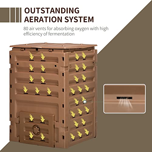 Garden Compost Bin, 120 Gallon, BPA Free, with Vents and Sliding Doors P101