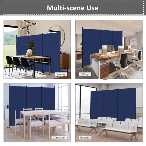 3 Panel Room Divider Folding Partition Privacy Screens, Freestanding Fabric Panel, 102" W x 71" H S7520