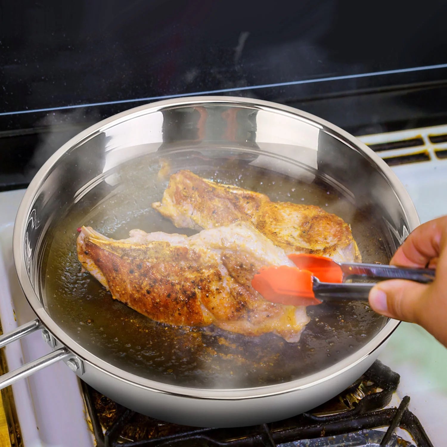 Stainless Steel Cookware Set with Stockpot, Saucepan, and Frying Pan D755813