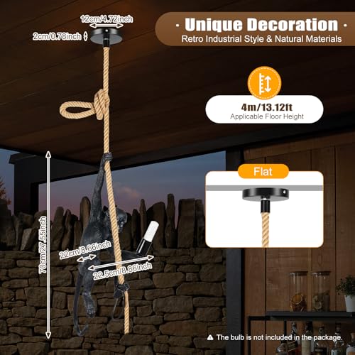 Monkey Pendant Light, Industrial Retro Ceiling Lamp for Dining Room S817