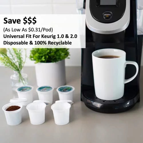 White 1296 Count Single Serve Coffee Pods, Recyclable, Airtight O554070