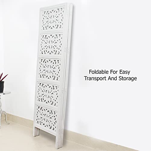 4 Panel Folding Wood Room Divider, Antique Brown, 72 x 80 P209