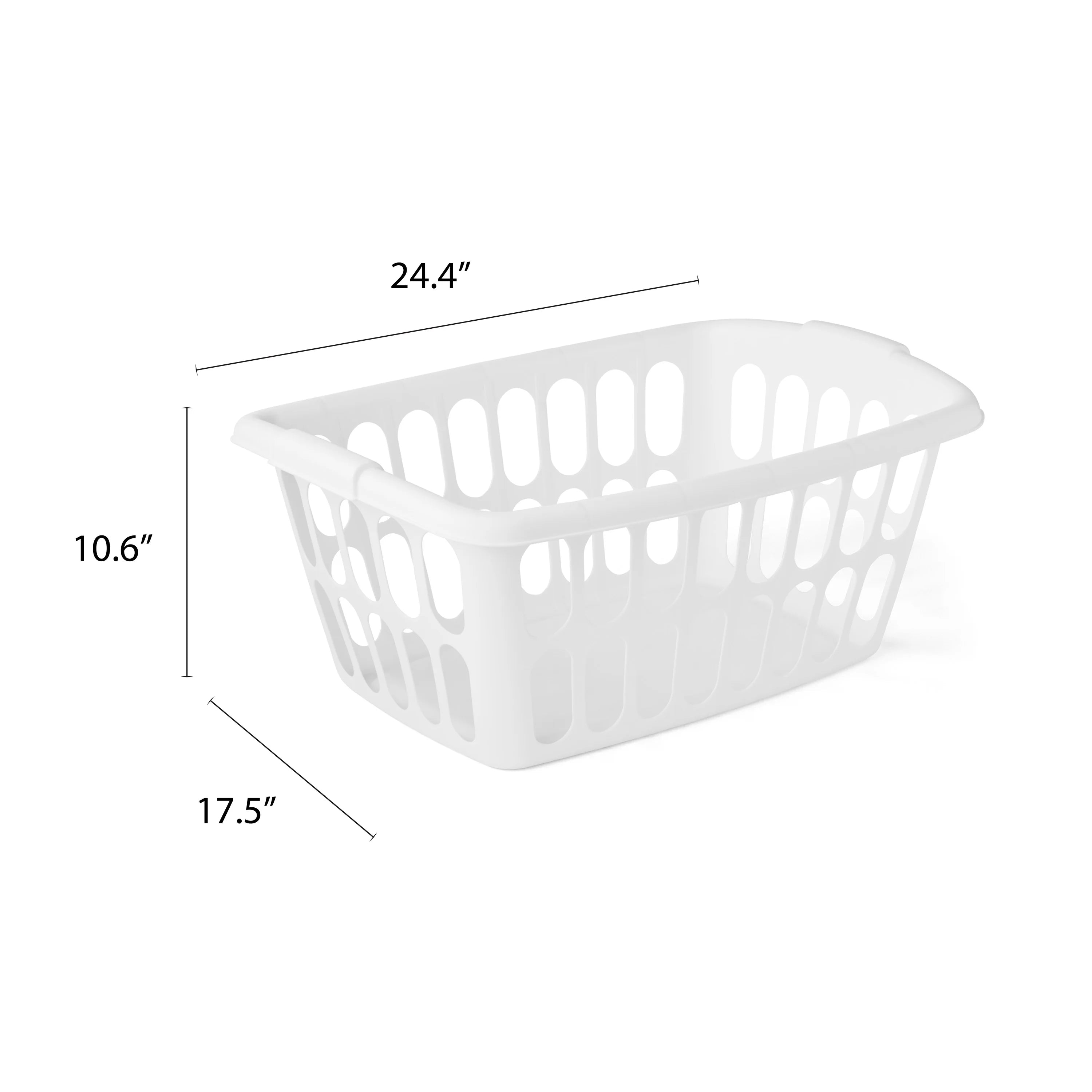 Rectangular Plastic Laundry Basket, White, 6 Pack L6443