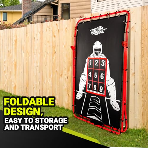 Baseball Rebounder Net with Strike Zone, Adjustable Pitching and Catching Net U99157