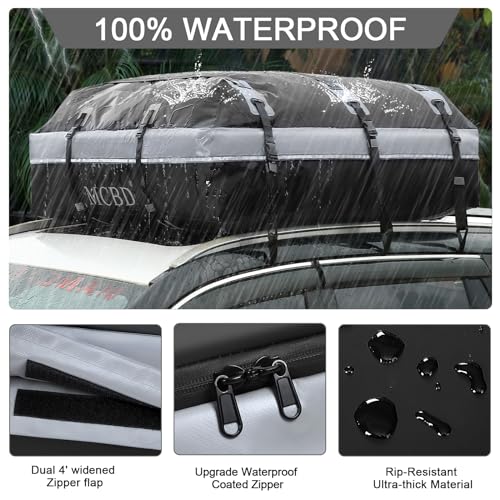 Soft-Shell Waterproof Rooftop Cargo Carrier, 21 Cubic Feet, with Straps and Storage Bag I12135