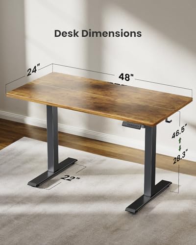 Electric Standing Desk with Drawers, Height Adjustable, Black C6615