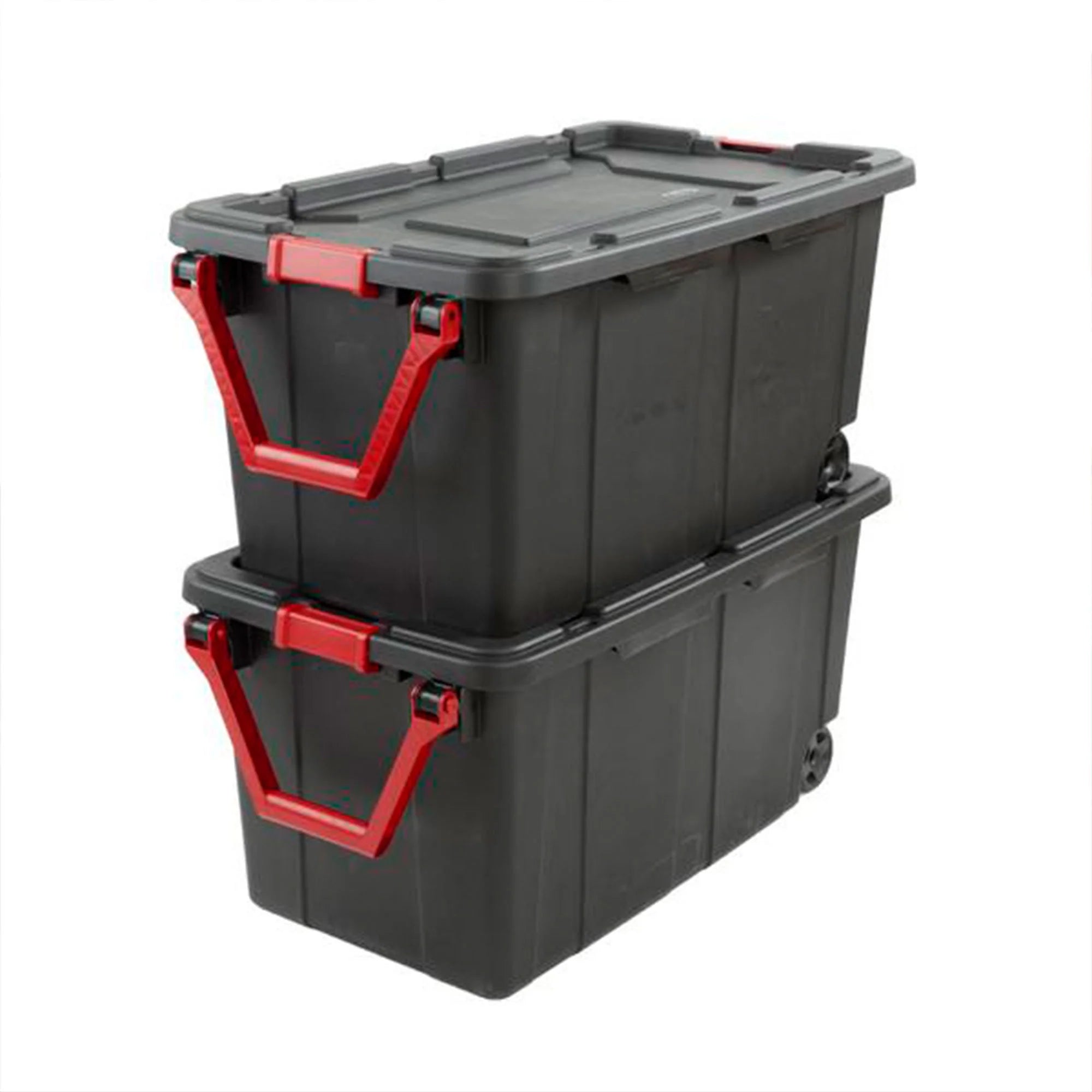 40 Gallon Wheeled Industrial Storage Tote, Black (8 Pack) X858