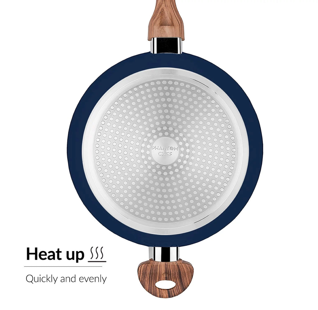 11 inch Deep Fry Pan with Lid, Non Stick, Wood Handle D402